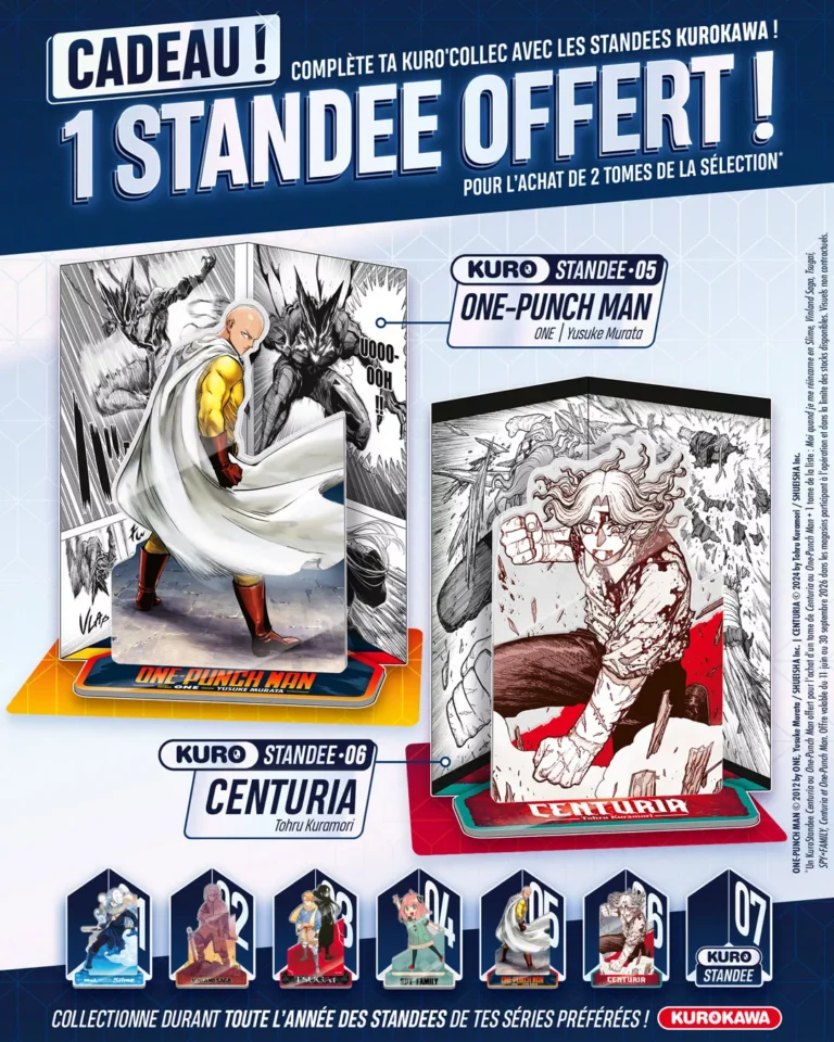 Kurokawa offers One-Punch Man and Centuria standees